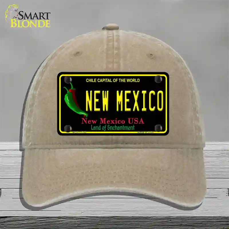 New Mexico Black State Novelty License Plate Hat Unconstructed Cotton / Khaki