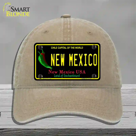 New Mexico Black State Novelty License Plate Hat Unconstructed Cotton / Khaki