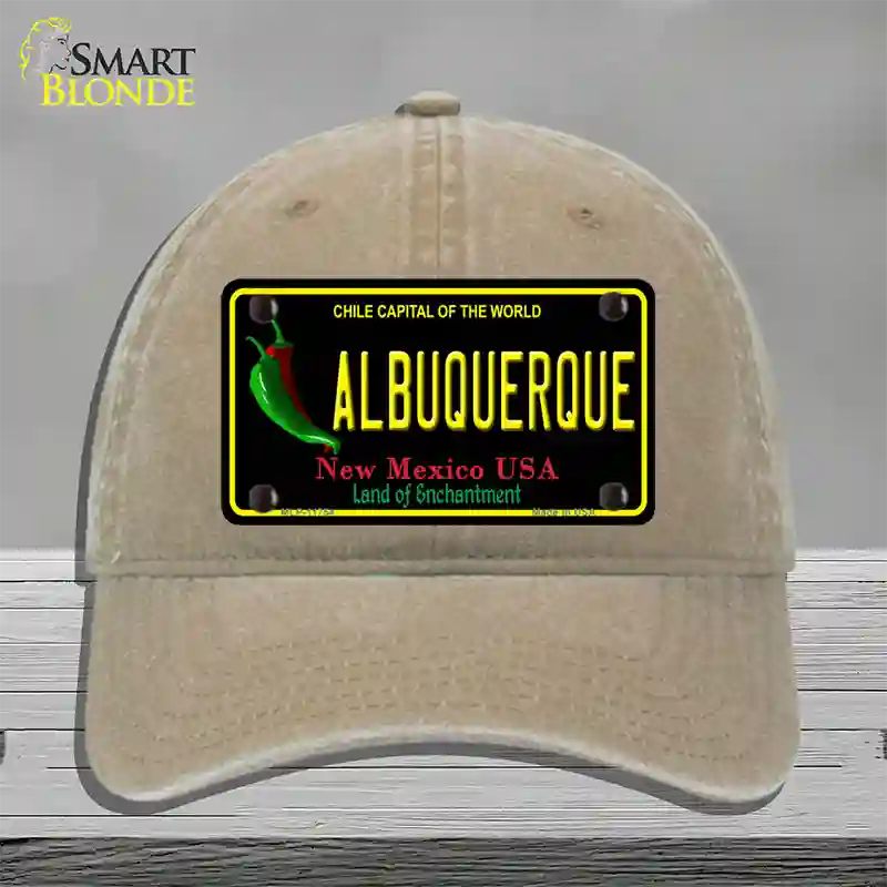 Albuquerque New Mexico Black State Novelty License Plate Hat Unconstructed Cotton / Khaki