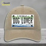 Michigan Dog Lover Novelty License Plate Hat Unconstructed Cotton / Khaki