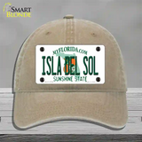 Isla Del Sol Florida Novelty License Plate Hat Unconstructed Cotton / Khaki