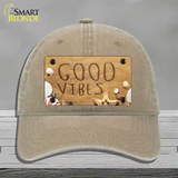 Good Vibes in the Sand Novelty License Plate Hat Unconstructed Cotton / Khaki