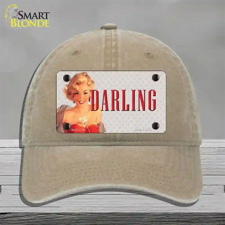 Darling Vintage Pinup Novelty License Plate Hat Unconstructed Cotton / Khaki