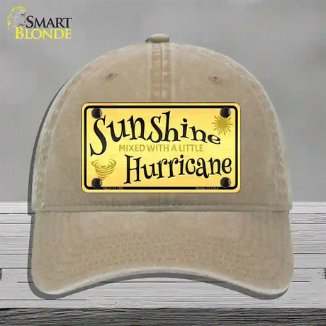 Sunshine With A Little Hurricane Novelty License Plate Hat Unconstructed Cotton / Khaki