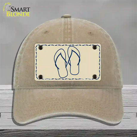 Flip Flops Novelty License Plate Hat Unconstructed Cotton / Khaki