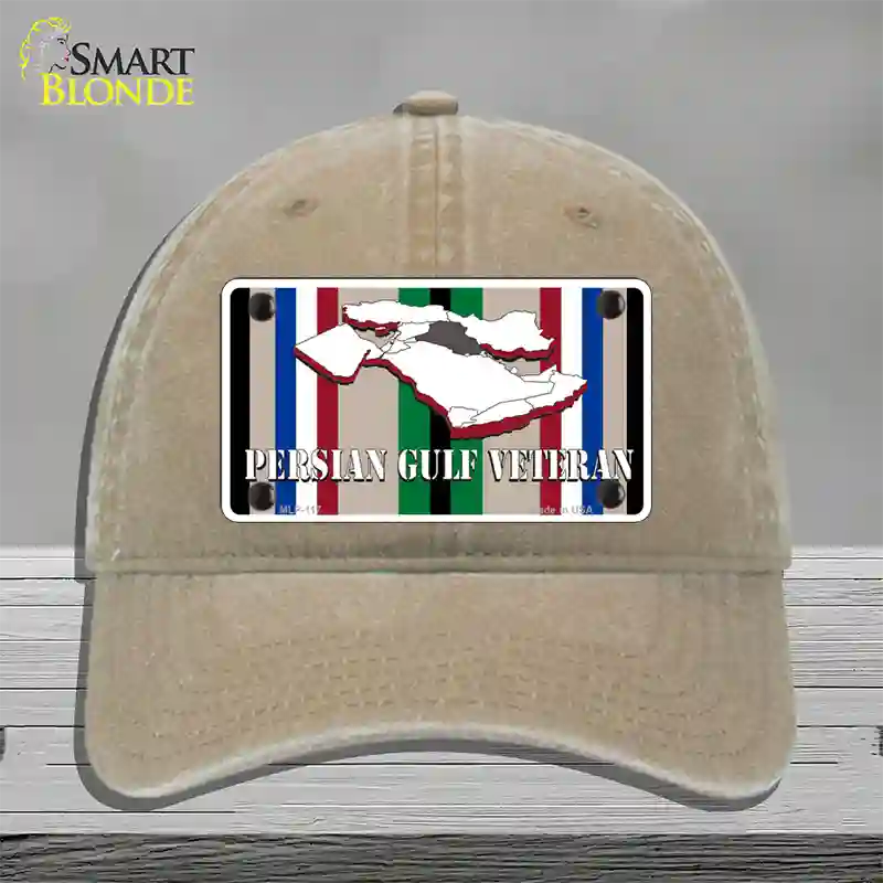 Persian Gulf Veteran Novelty License Plate Hat Unconstructed Cotton / Khaki