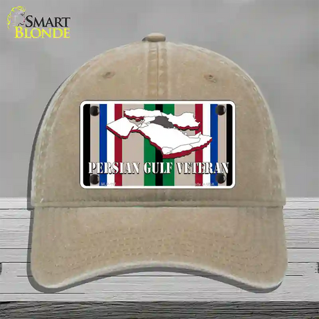 Persian Gulf Veteran Novelty License Plate Hat Unconstructed Cotton / Khaki