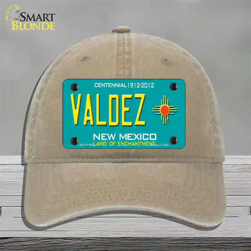 Valdez New Mexico Novelty License Plate Hat Unconstructed Cotton / Khaki