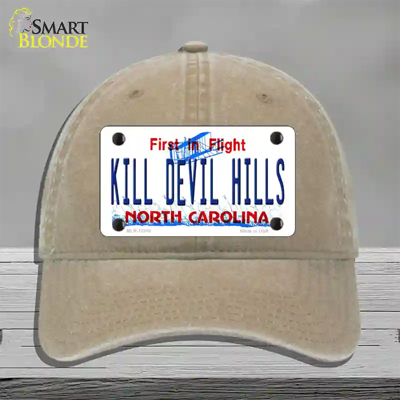 Kill Devil Hills North Carolina Novelty License Plate Hat Unconstructed Cotton / Khaki