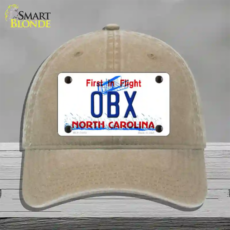 OBX North Carolina Novelty License Plate Hat Unconstructed Cotton / Khaki