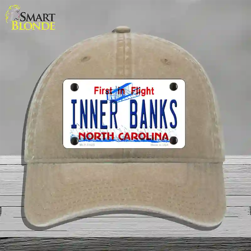 Inner Banks North Carolina Novelty License Plate Hat Unconstructed Cotton / Khaki