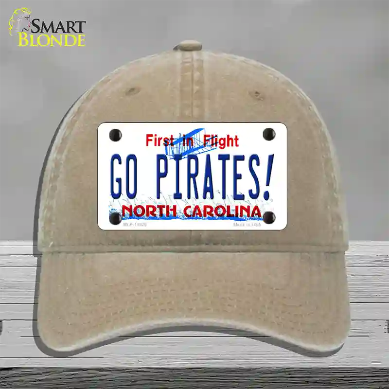 Go Pirates North Carolina Novelty License Plate Hat Unconstructed Cotton / Khaki