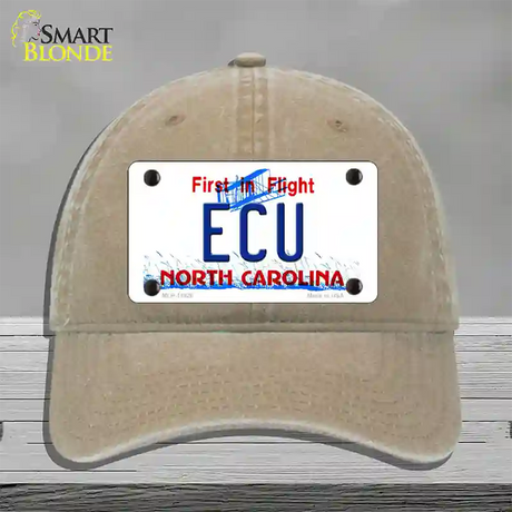 ECU North Carolina Novelty License Plate Hat Unconstructed Cotton / Khaki