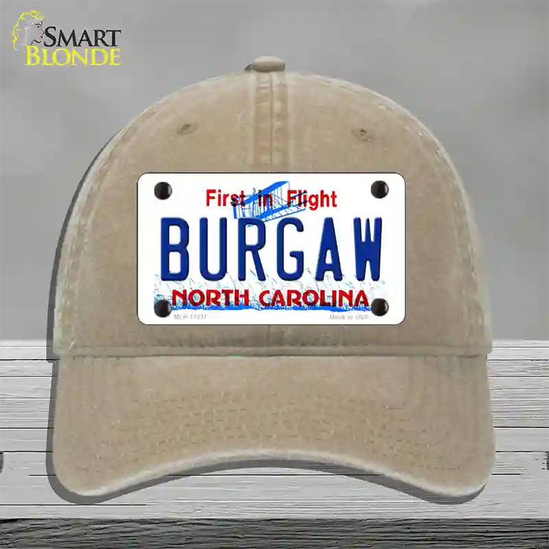 Burgaw North Carolina Novelty License Plate Hat Unconstructed Cotton / Khaki