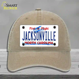 Jacksonville North Carolina Novelty License Plate Hat Unconstructed Cotton / Khaki