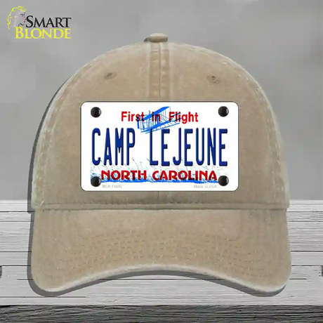 Camp Lejeune North Carolina Novelty License Plate Hat Unconstructed Cotton / Khaki