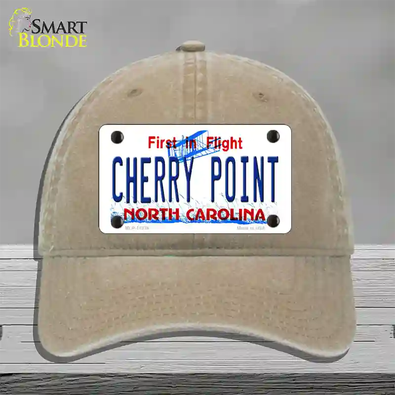 Cherry Point North Carolina Novelty License Plate Hat Unconstructed Cotton / Khaki