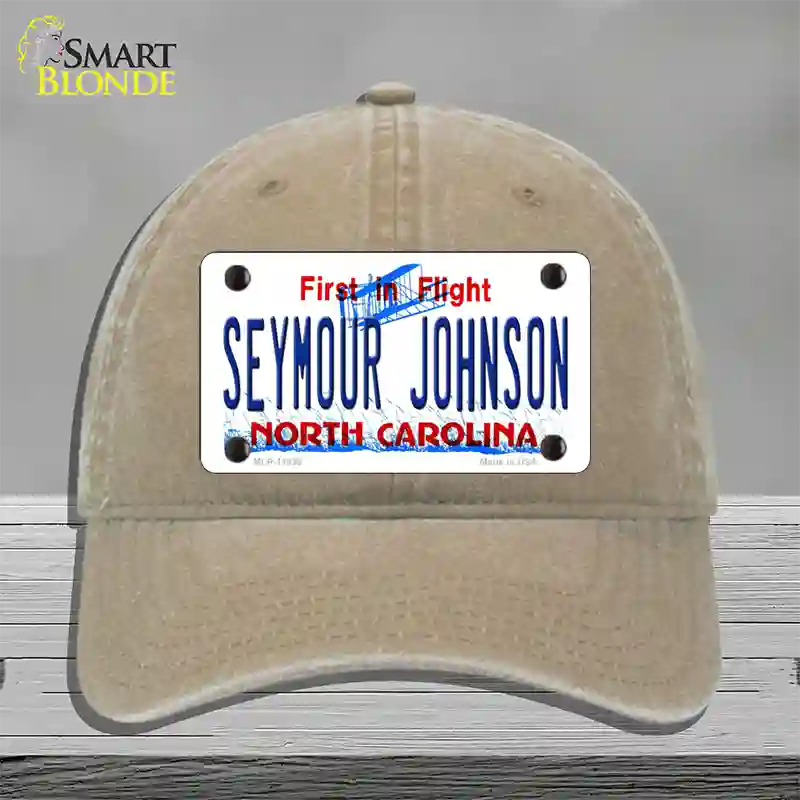 Seymour Johnson North Carolina Novelty License Plate Hat Unconstructed Cotton / Khaki