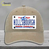 Hillsbourgh North Carolina Novelty License Plate Hat Unconstructed Cotton / Khaki