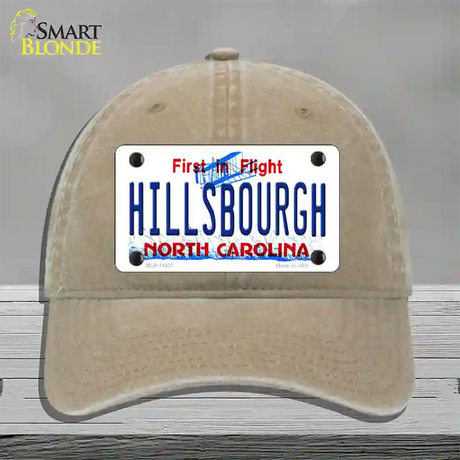 Hillsbourgh North Carolina Novelty License Plate Hat Unconstructed Cotton / Khaki