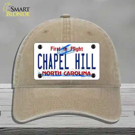 Chapel Hill North Carolina Novelty License Plate Hat Unconstructed Cotton / Khaki