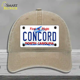 Concord North Carolina Novelty License Plate Hat Unconstructed Cotton / Khaki