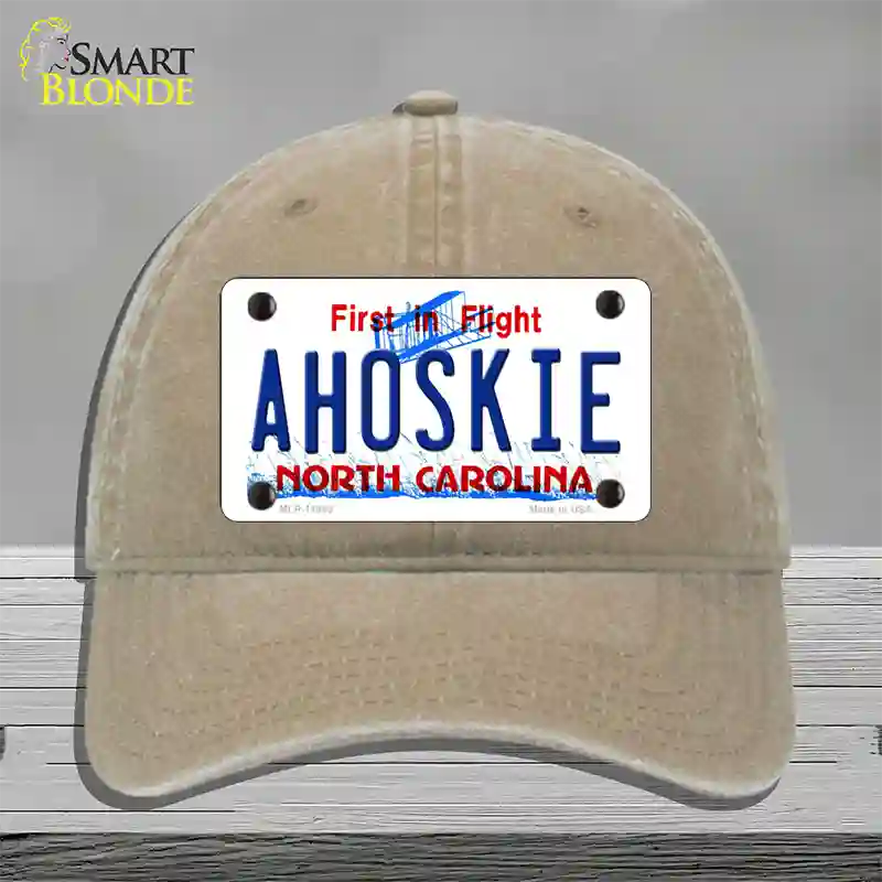 Ahoskie North Carolina Novelty License Plate Hat Unconstructed Cotton / Khaki