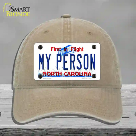 My Person North Carolina Novelty License Plate Hat Unconstructed Cotton / Khaki