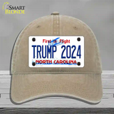 Trump 2024 North Carolina Novelty License Plate Hat Unconstructed Cotton / Khaki