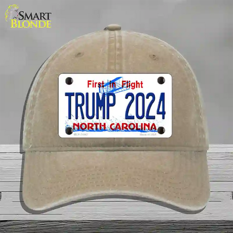 Trump 2024 North Carolina Novelty License Plate Hat Unconstructed Cotton / Khaki