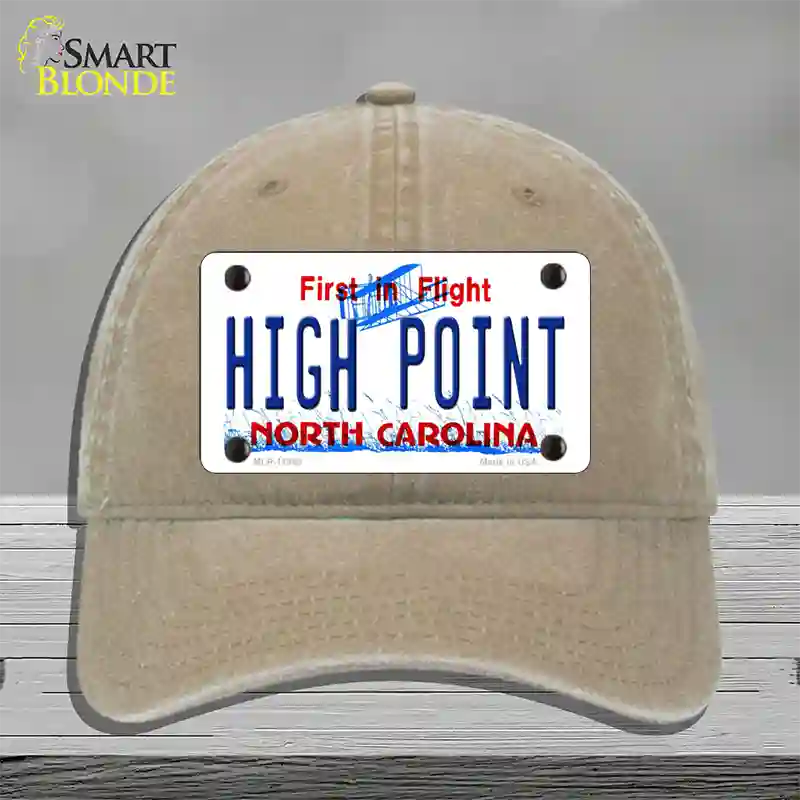 High Point North Carolina Novelty License Plate Hat Unconstructed Cotton / Khaki