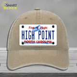 High Point North Carolina Novelty License Plate Hat Unconstructed Cotton / Khaki