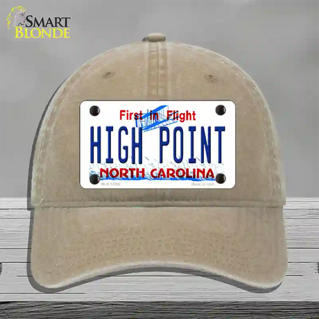 High Point North Carolina Novelty License Plate Hat Unconstructed Cotton / Khaki