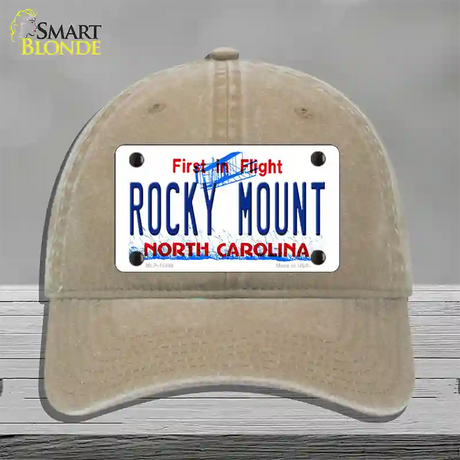 Rocky Mount North Carolina Novelty License Plate Hat Unconstructed Cotton / Khaki