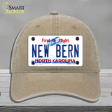 New Bern North Carolina Novelty License Plate Hat Unconstructed Cotton / Khaki