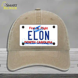 Elon North Carolina Novelty License Plate Hat Unconstructed Cotton / Khaki