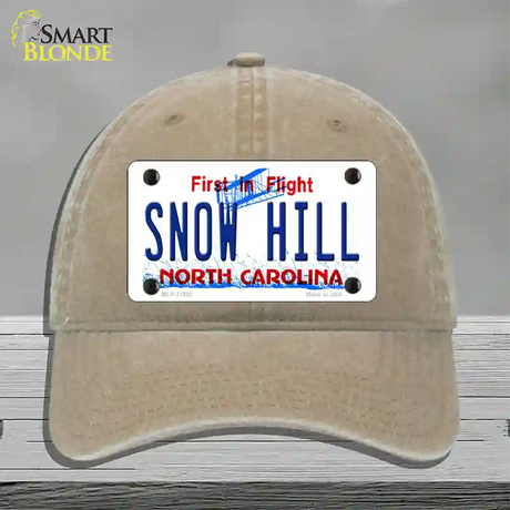 Snow Hill North Carolina Novelty License Plate Hat Unconstructed Cotton / Khaki