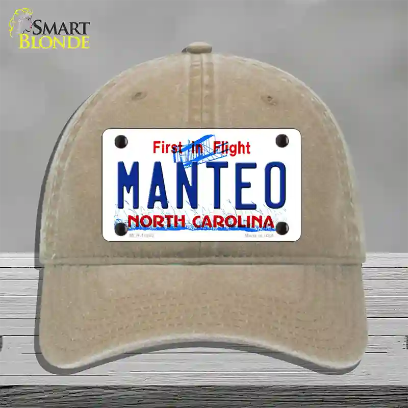 Manteo North Carolina Novelty License Plate Hat Unconstructed Cotton / Khaki