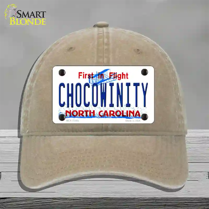 Chocowinity North Carolina Novelty License Plate Hat Unconstructed Cotton / Khaki