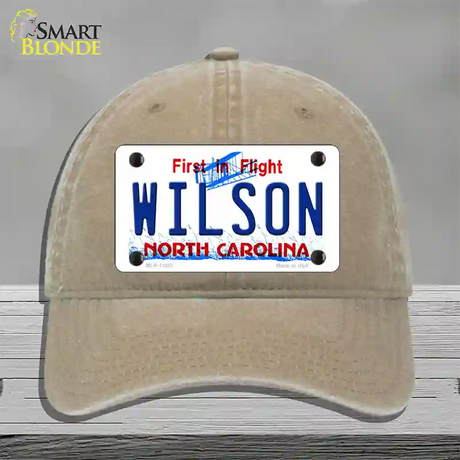 Wilson North Carolina Novelty License Plate Hat Unconstructed Cotton / Khaki