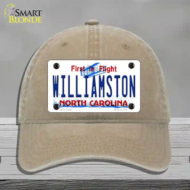 Williamston North Carolina Novelty License Plate Hat Unconstructed Cotton / Khaki