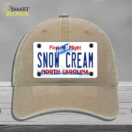 Snow Cream North Carolina Novelty License Plate Hat Unconstructed Cotton / Khaki