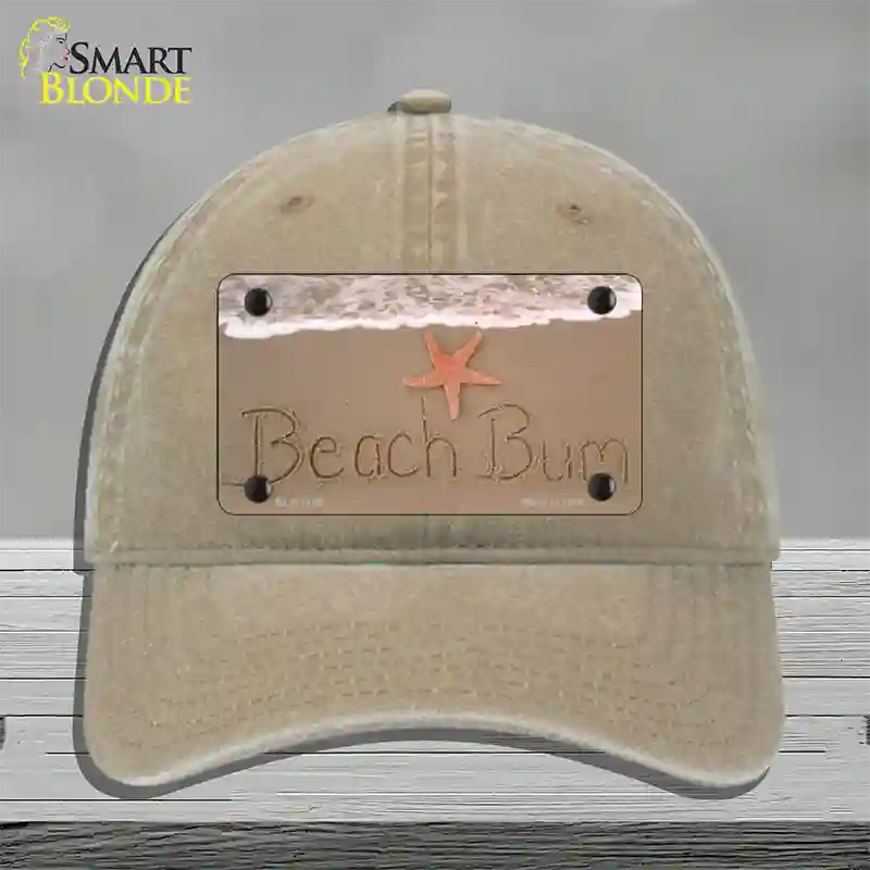 Beach Bum Novelty License Plate Hat Unconstructed Cotton / Khaki