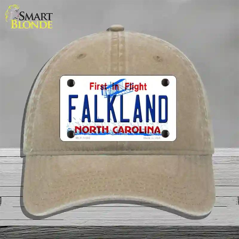 Falkland North Carolina Novelty License Plate Hat Unconstructed Cotton / Khaki