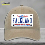 Falkland North Carolina Novelty License Plate Hat Unconstructed Cotton / Khaki