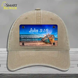 John 3 16 Beach Novelty License Plate Hat Unconstructed Cotton / Khaki