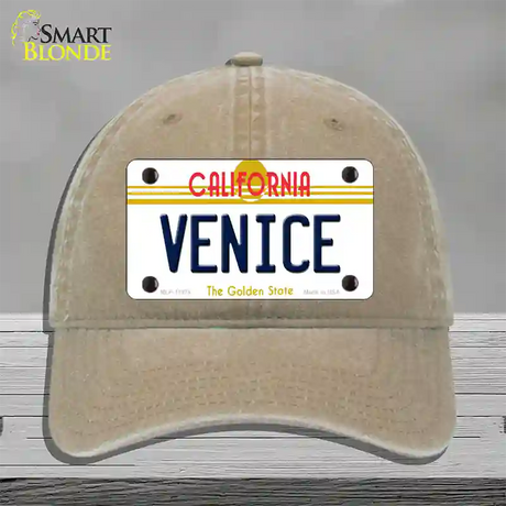 Venice California Novelty License Plate Hat Unconstructed Cotton / Khaki