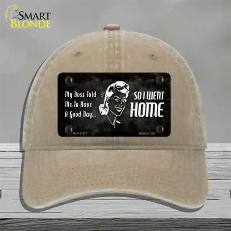 So I Went Home Novelty License Plate Hat Unconstructed Cotton / Khaki