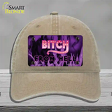 Bitch from Hell Novelty License Plate Hat Unconstructed Cotton / Khaki