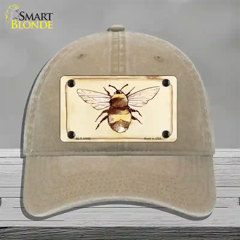 Bumble Bee Watercolor Novelty License Plate Hat Unconstructed Cotton / Khaki